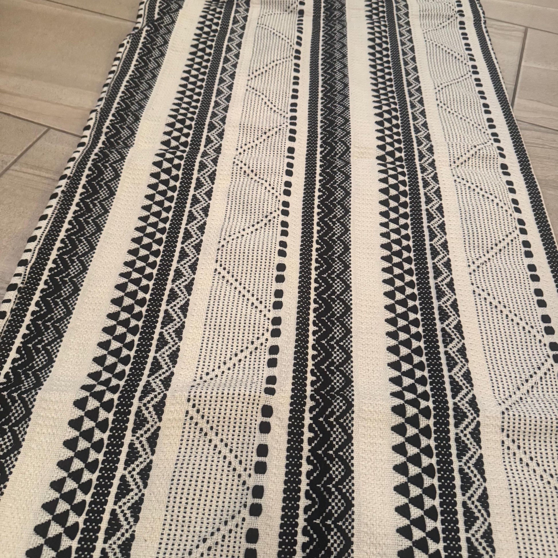 Boho Black & White Throw Blanket 6ft x 5ft • Large Woven Geometric Throw • Minimalist Scandi Decor • Neutral Sofa Bed Blanket • Boho Home