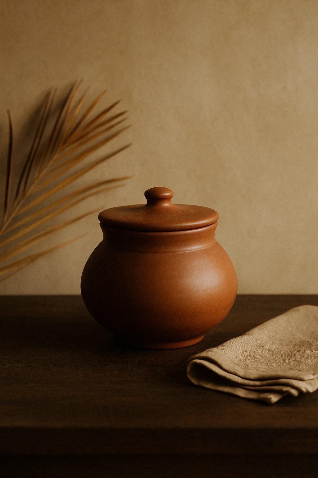 Handmade Terracotta Clay Jar with Lid – Natural Earthenware Storage Pot for Spices, Pickles, Masalas & Kitchen Décor – Eco-Friendly Rustic