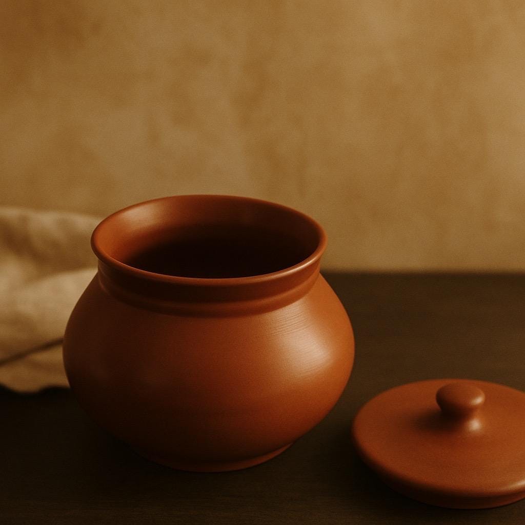 Handmade Terracotta Clay Jar with Lid – Natural Earthenware Storage Pot for Spices, Pickles, Masalas & Kitchen Décor – Eco-Friendly Rustic