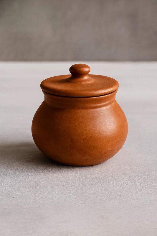 Handmade Terracotta Clay Jar with Lid – Natural Earthenware Storage Pot for Spices, Pickles, Masalas & Kitchen Décor – Eco-Friendly Rustic