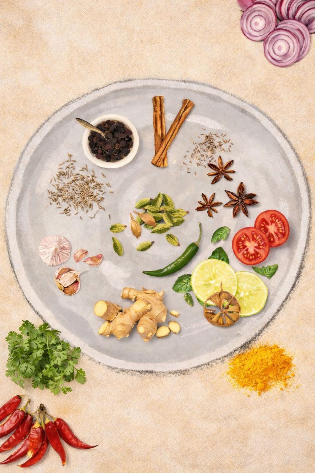 Indian Spice Illustration Printable | Kitchen Wall Art | Minimal Food Illustration | Downloadable Print