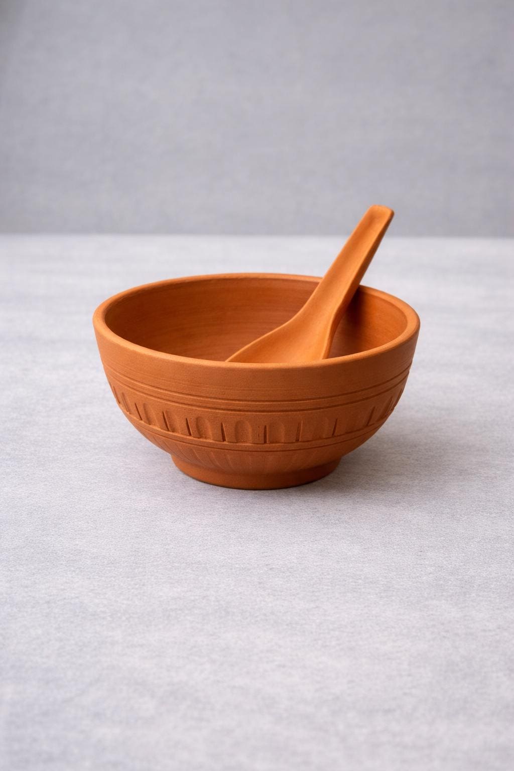 Handmade Terracotta Bowl and Spoon Set | Small Clay Condiment Bowl | Eco-Friendly Indian Kitchenware | Chutney, Salt & Spice Bowl