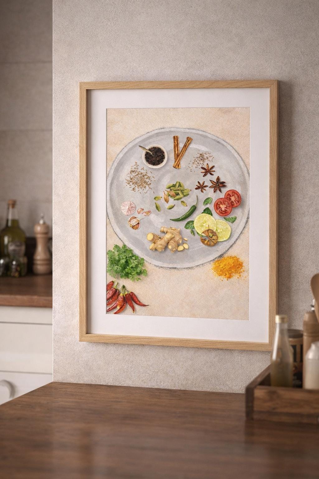 Indian Spice Illustration Printable | Kitchen Wall Art | Minimal Food Illustration | Downloadable Print