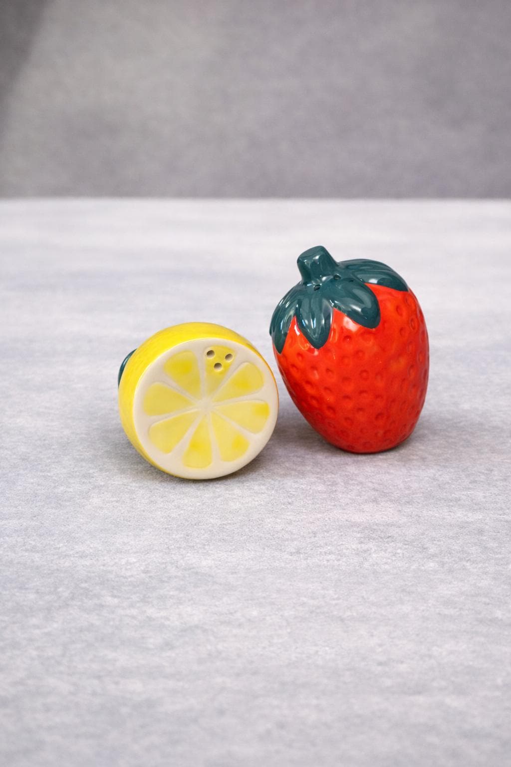Ceramic Lemon & Strawberry Salt Pepper Shakers | Fun Kitchen Decor | Fruit Spice Shaker Set | Cute Tableware Gift