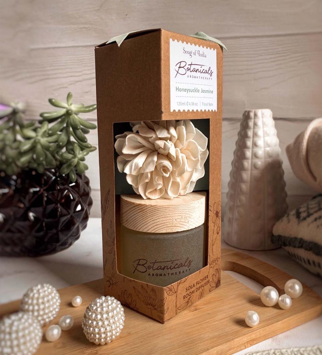 Sola Flower Room Diffuser | Honeysuckle Jasmine Reed Diffuser | Natural Floral Home Fragrance | Botanical Gift Decor