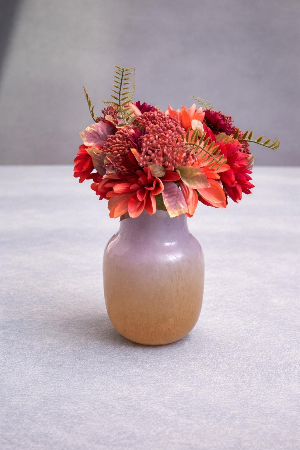 One of a kind Handblown Gradient Glass Vase | Blush & Sand Ombre Decorative Vase | Modern Home Décor | Flower Vase | Minimalist Styling