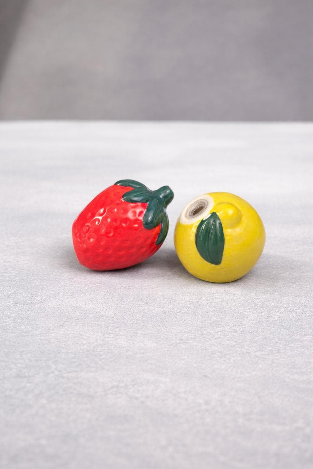Ceramic Lemon & Strawberry Salt Pepper Shakers | Fun Kitchen Decor | Fruit Spice Shaker Set | Cute Tableware Gift