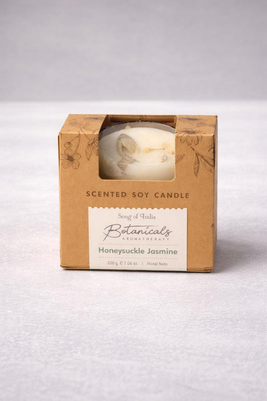 Honeysuckle Jasmine Soy Candle | 3 Wick Cotton Candle | Botanical Aromatherapy | Floral Home Fragrance Gift