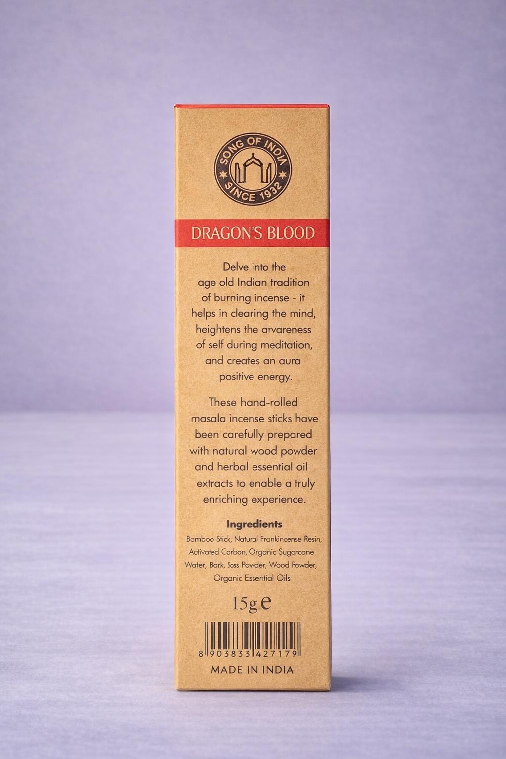 Song of India Dragon’s Blood Incense Sticks – Organic Masala Incense sticks 15g