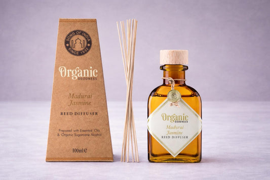 Organic Madurai Jasmine Reed Diffuser 100ml Organic Essential Oil Home Fragrance